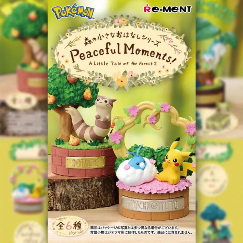 Re-Ment – „ Pokémon “ – „Peaceful Moments!“ (aus der „Forest Story“-Reihe) – 6er-Set Figuren in Blindboxen.