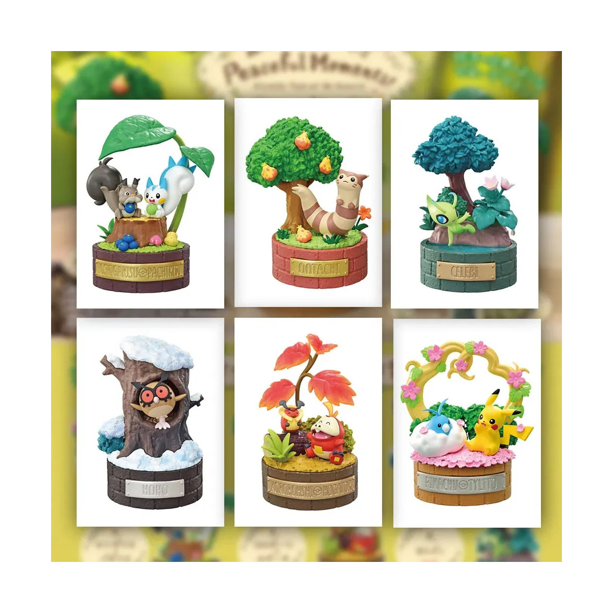 Re-Ment – „ Pokémon “ – „Peaceful Moments!“ (aus der „Forest Story“-Reihe) – 6er-Set Figuren in Blindboxen.
