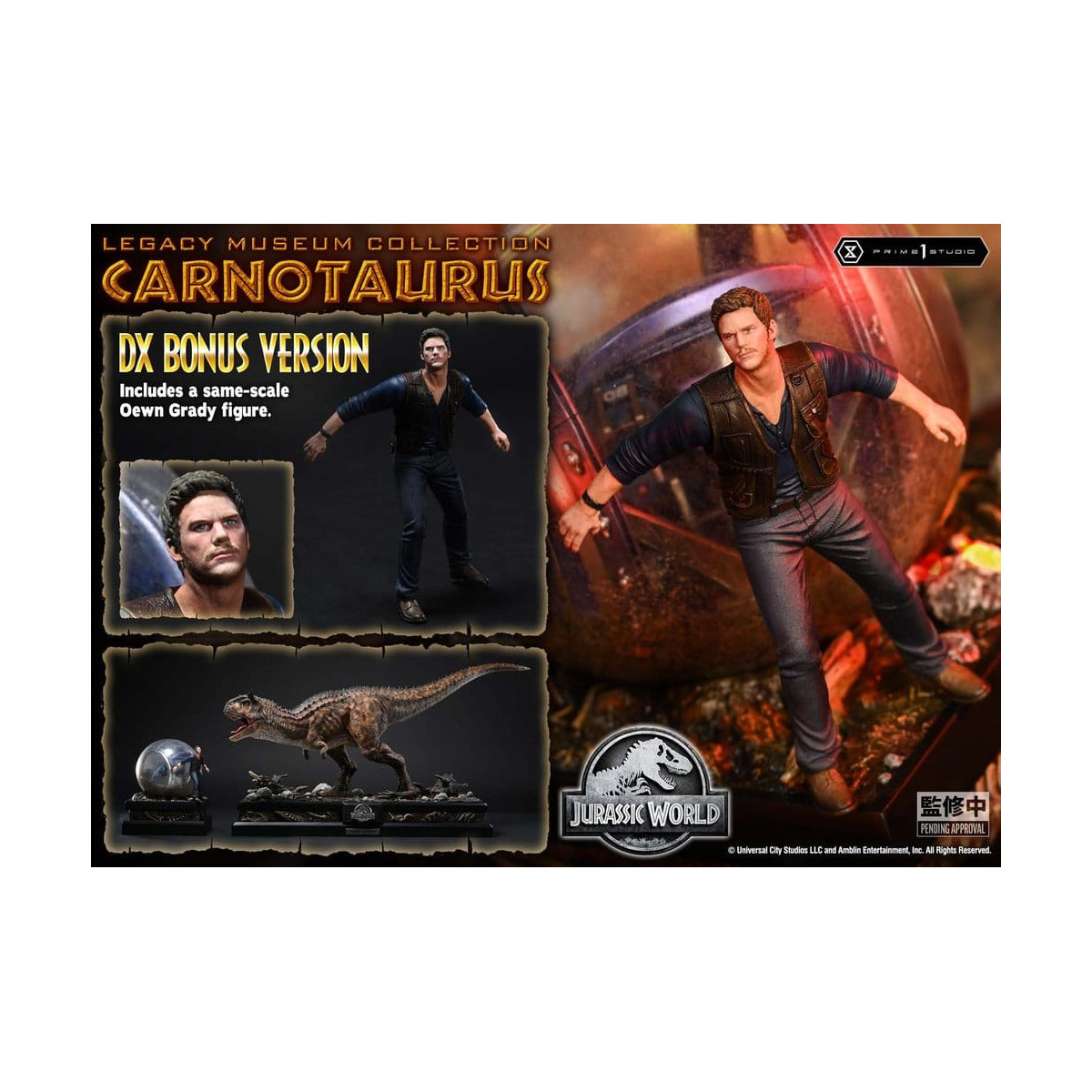 Prime 1 Studio - Jurassic World – Carnotaurus Legacy Museum Collection Deluxe Bonus-Version 1:15