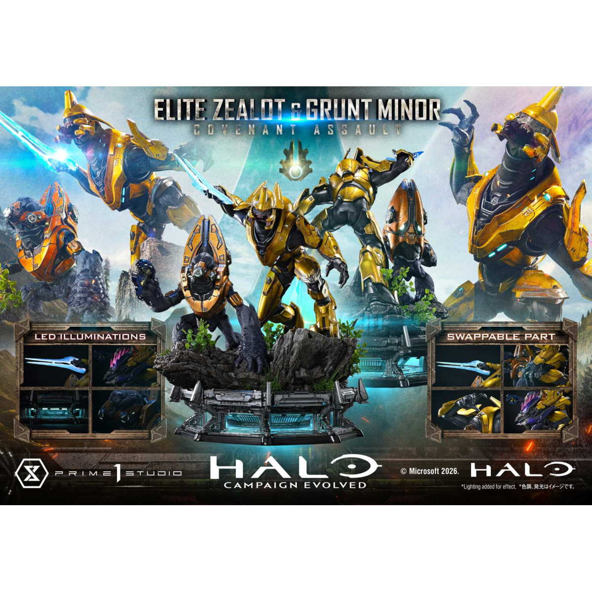 Prime 1 Studio - Halo Campagn Evolved Elite Zealot & Grunt Minor: Covenant Assault Bonus-Version
