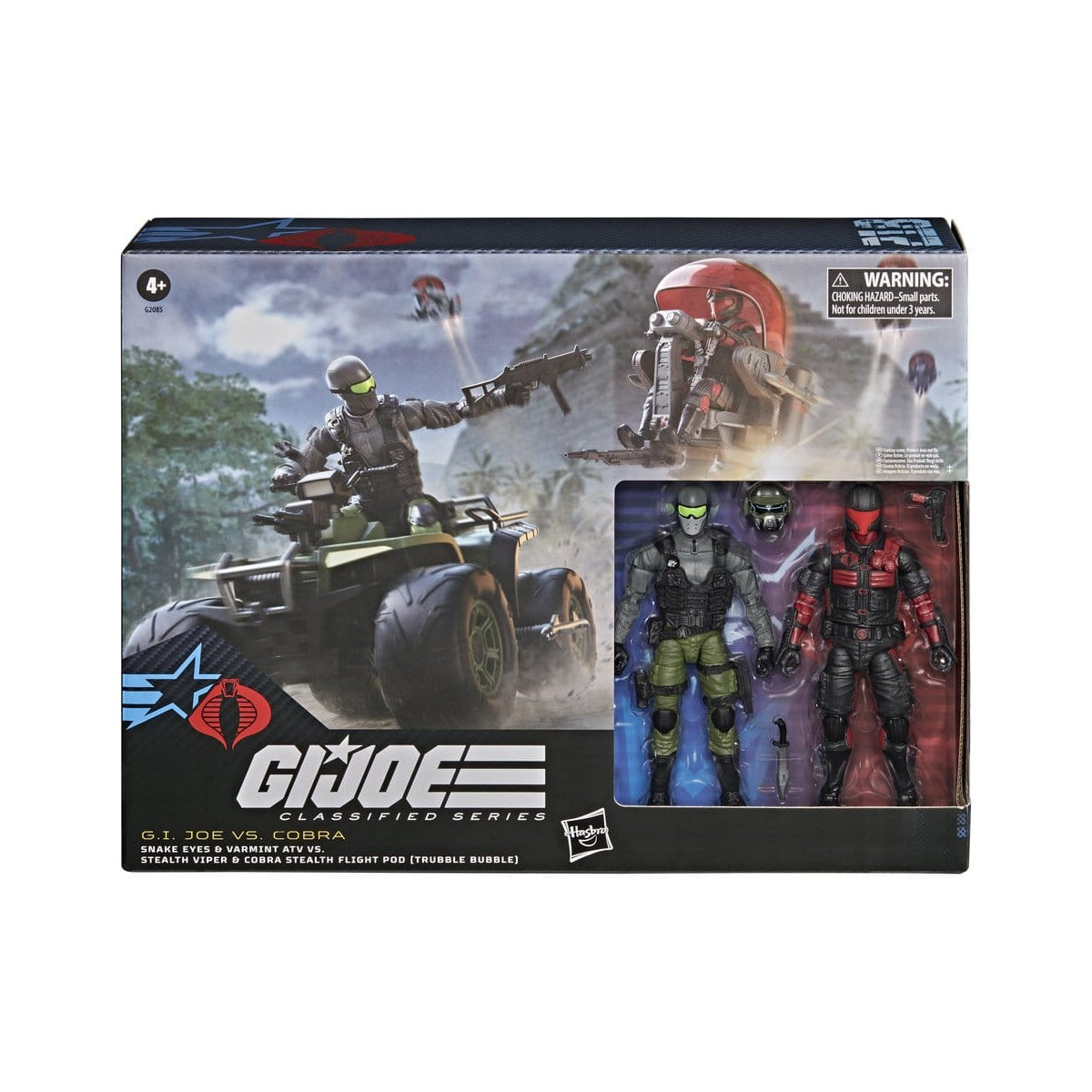 Hasbro G.I.JOE Classified-Serie – Snake Eyes & Varmint ATV gegen Stealth Viper & „ “ Stealth Flight Pod (Trubble Bubble) Cobra