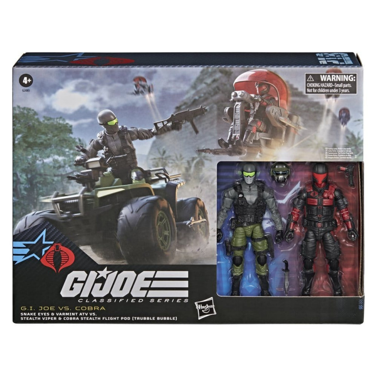 Hasbro G.I.JOE Classified-Serie – Snake Eyes & Varmint ATV gegen Stealth Viper & „ “ Stealth Flight Pod (Trubble Bubble) Cobra