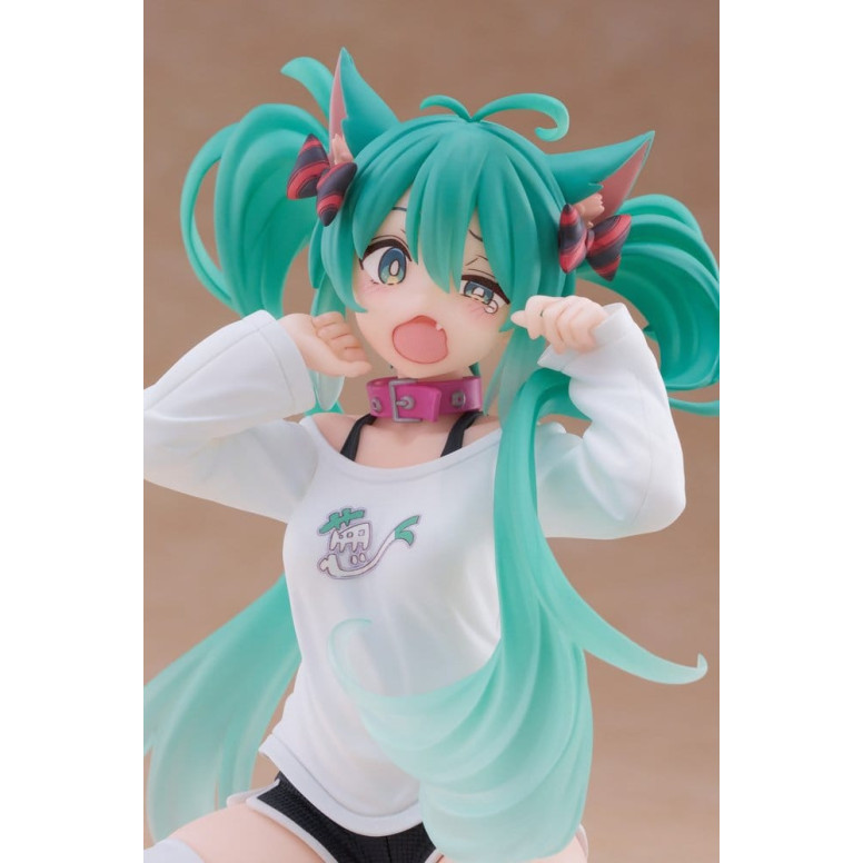 Taito - Desktop Cute Figure Hatsune Miku T-Shirt mit Katzenohren Ver.
