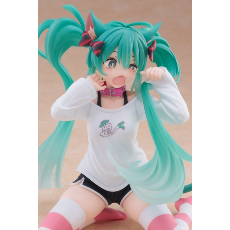 Taito - Desktop Cute Figure Hatsune Miku T-Shirt mit Katzenohren Ver.