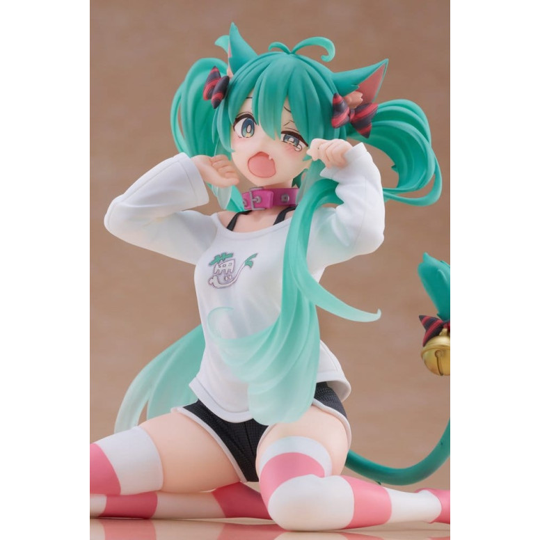 Taito - Desktop Cute Figure Hatsune Miku T-Shirt mit Katzenohren Ver.