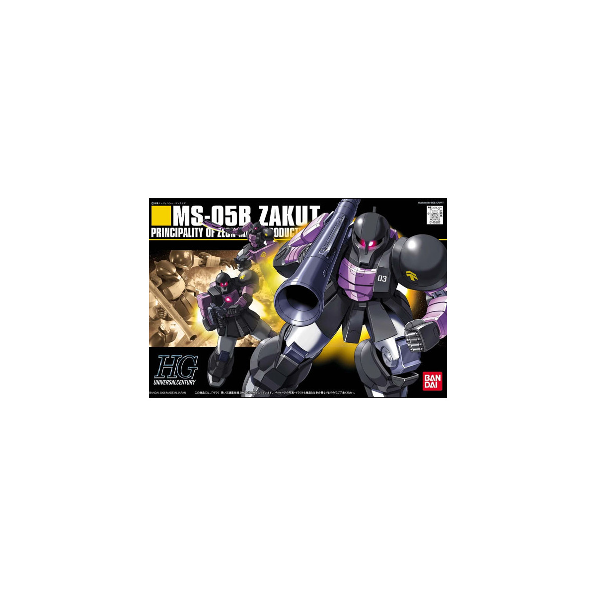 Bandai - Gunpla - Gundam 1/144 HG - MS-05B ZAKU 1 Black Tri-Stars - Mobile Suit „ Gundam “ UC