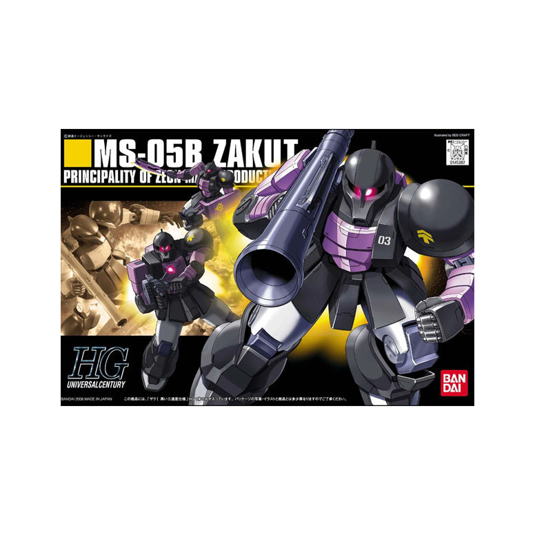 Bandai - Gunpla - Gundam 1/144 HG - MS-05B ZAKU 1 Black Tri-Stars - Mobile Suit „ Gundam “ UC
