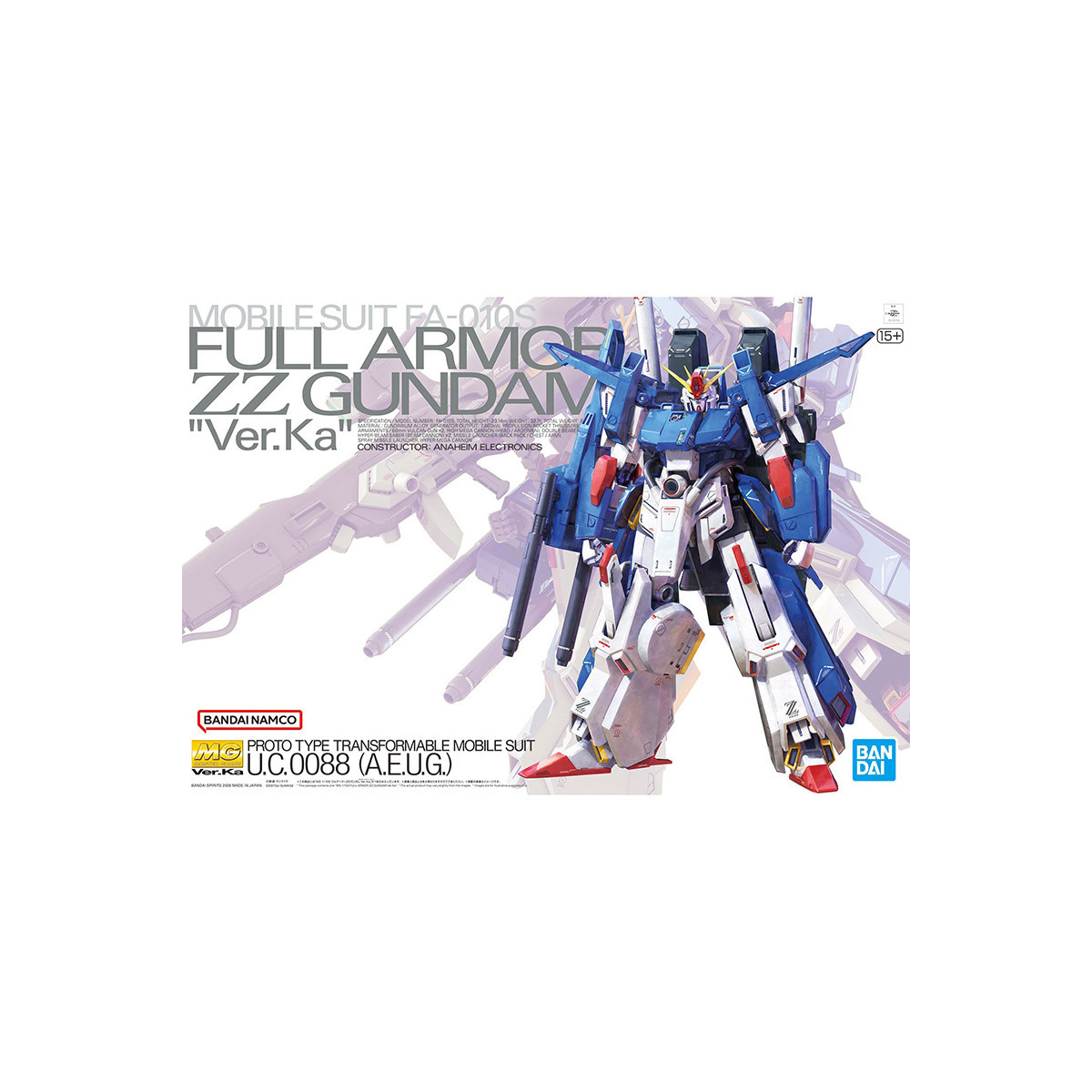 Bandai - Gunpla - 1/100 MG - Full Armor ZZ Gundam, Version KA - Mobile Suit Gundam ZZ