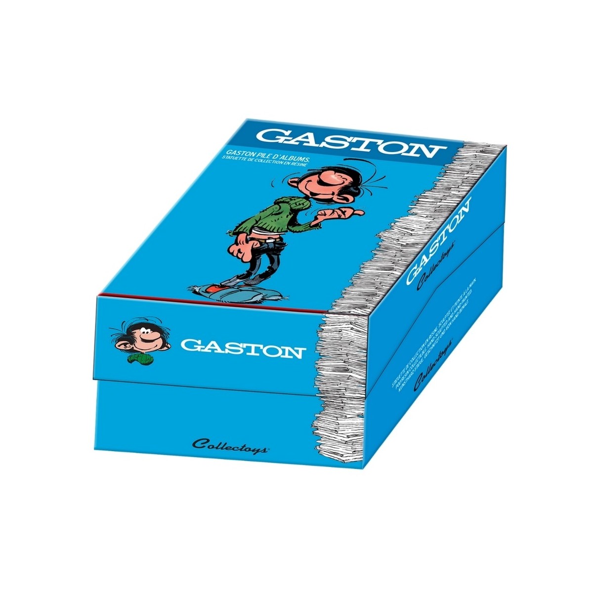 sammlerstücke - Gaston Lagaffe verlässt sich auf einen Stapel von Alben