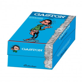 sammlerstücke - Gaston Lagaffe verlässt sich auf einen Stapel von Alben