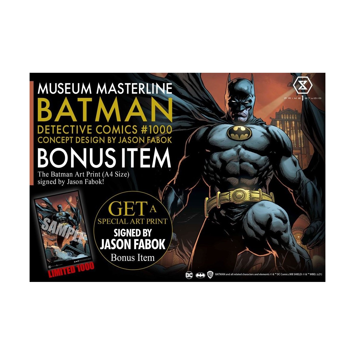 Prime 1 Studio - Batman Detective Comics 1000 Konzeptentwurf von Jason Fabok DX Bonus Ver
