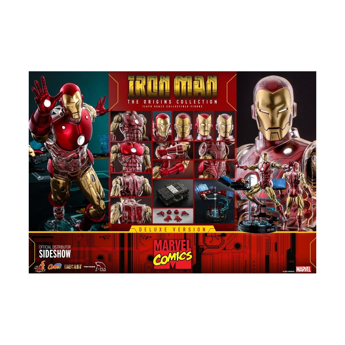Hot Toys - Iron Man Deluxe Version - Marvel The Origins Collection Comic Masterpiece Figur 1/6