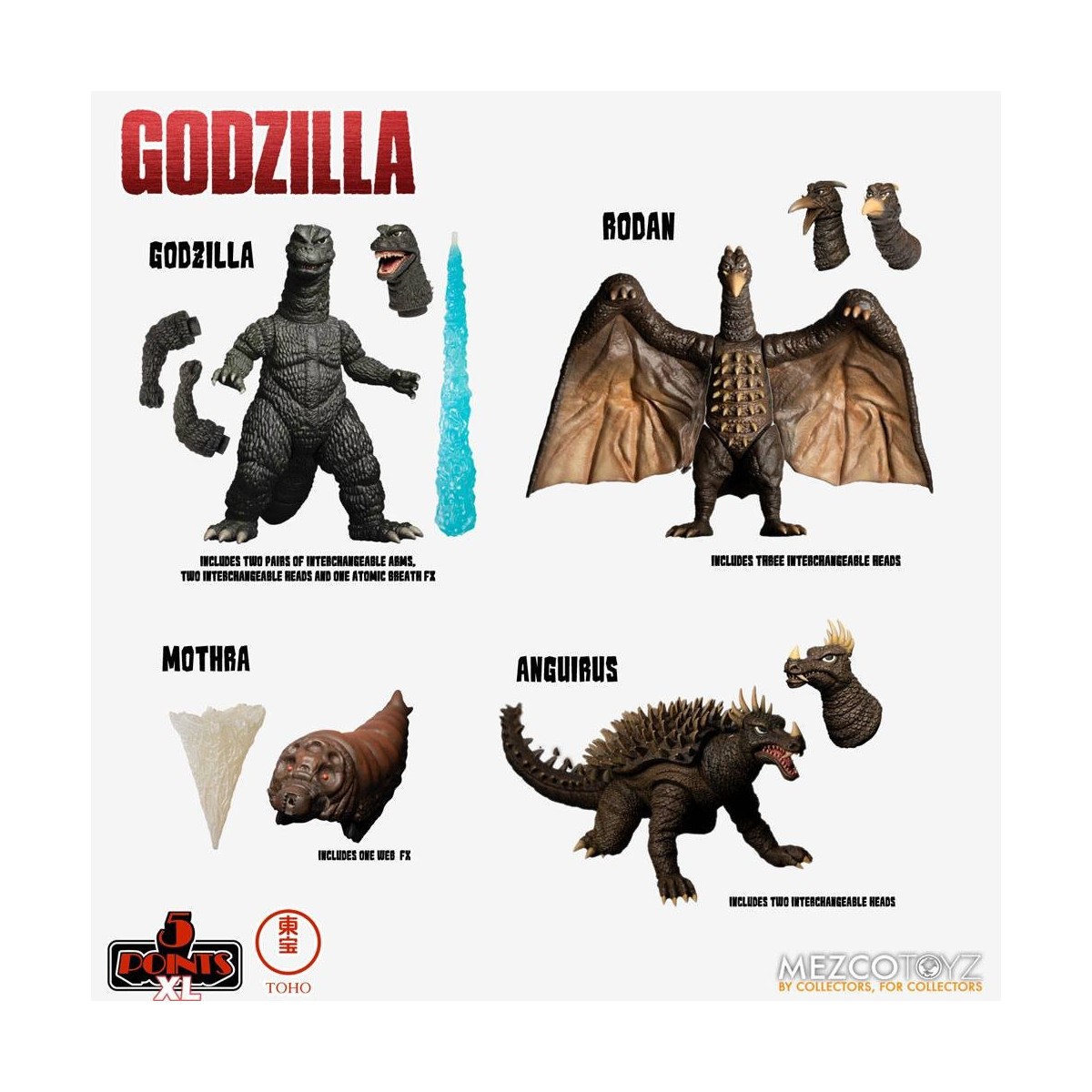 Mezco 5 Punkte XL Deluxe Box Set Runde 1 - Godzilla: Die Invasoren greifen an