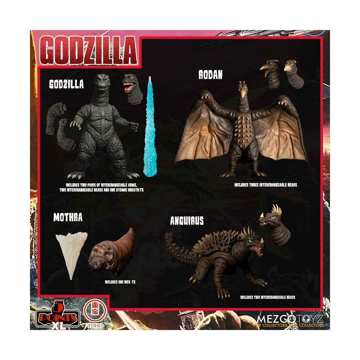 Mezco 5 Punkte XL Deluxe Box Set Runde 1 - Godzilla: Die Invasoren greifen an
