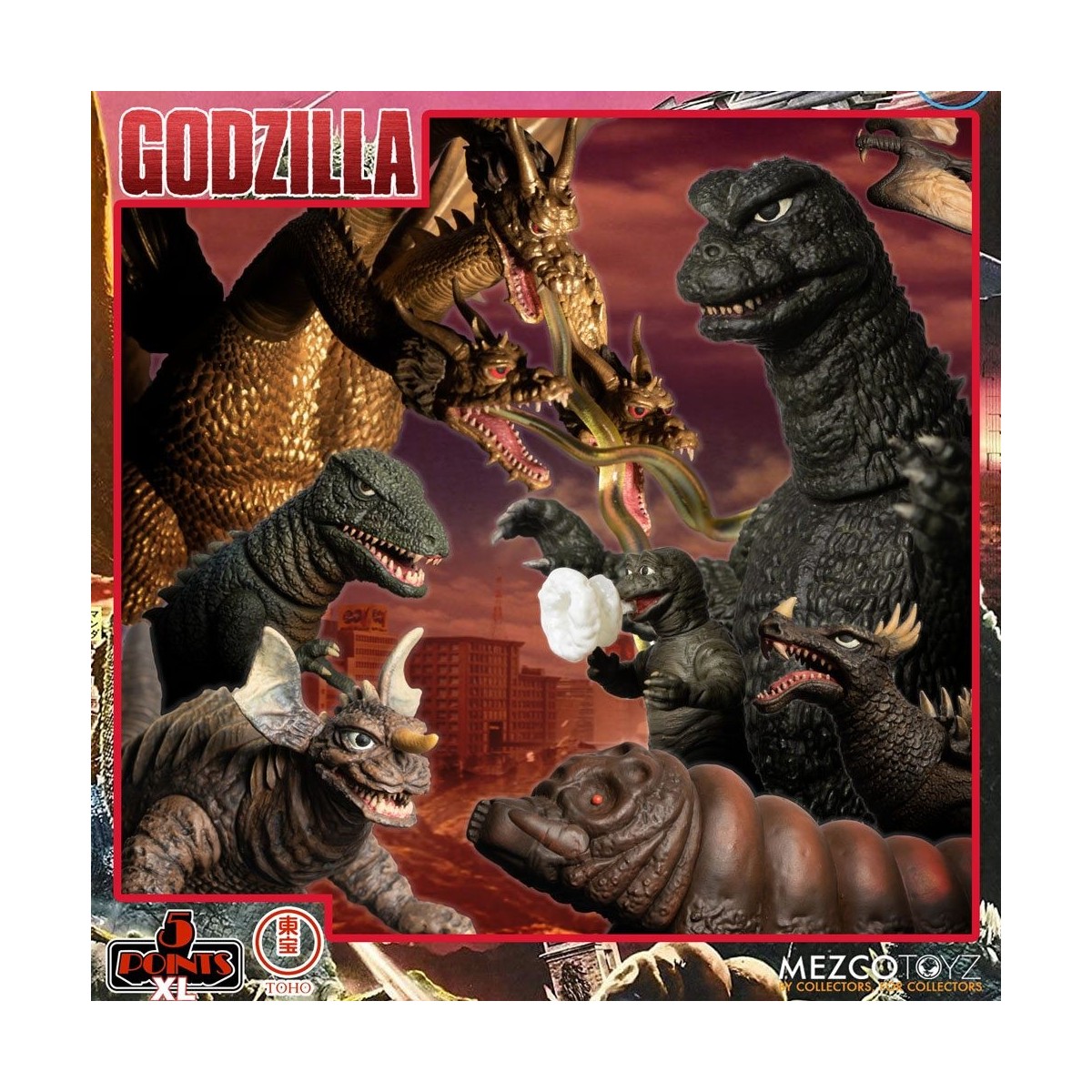 Mezco 5 Punkte XL Deluxe Box Set Runde 1 - Godzilla: Die Invasoren greifen an