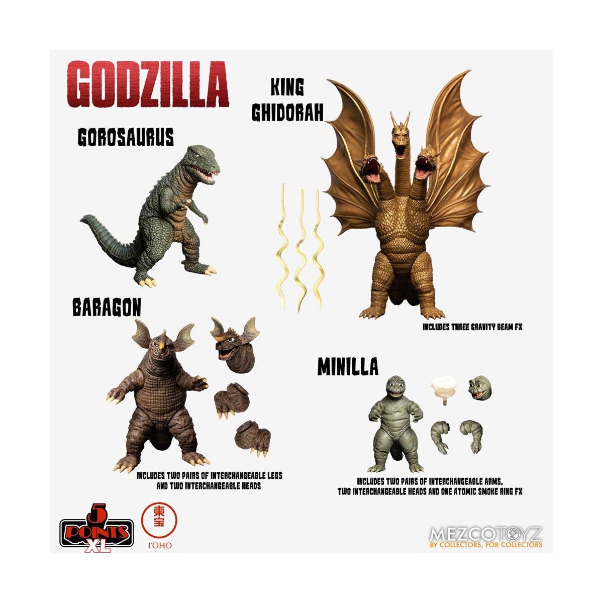 Mezco 5 Punkte XL Deluxe Box Set Runde 2 - Godzilla: Invaders Attack
