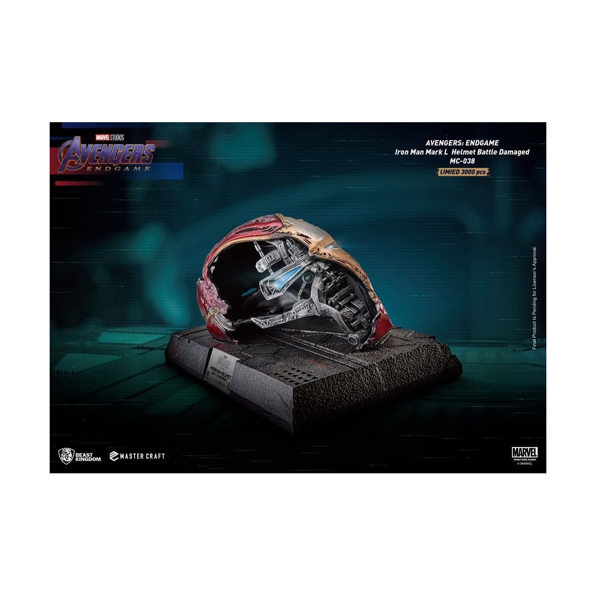 Beast Kingdom - Avengers Endgame Master Craft Iron Man Mark50 Helm Schlacht beschädigt