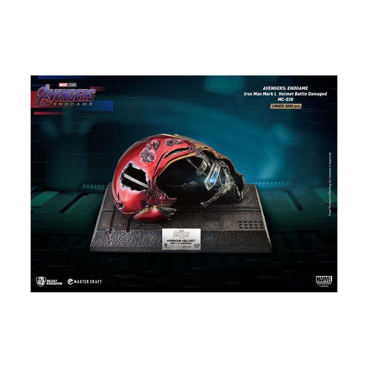 Beast Kingdom - Avengers Endgame Master Craft Iron Man Mark50 Helm Schlacht beschädigt