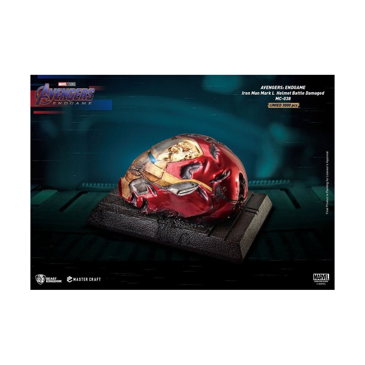 Beast Kingdom - Avengers Endgame Master Craft Iron Man Mark50 Helm Schlacht beschädigt