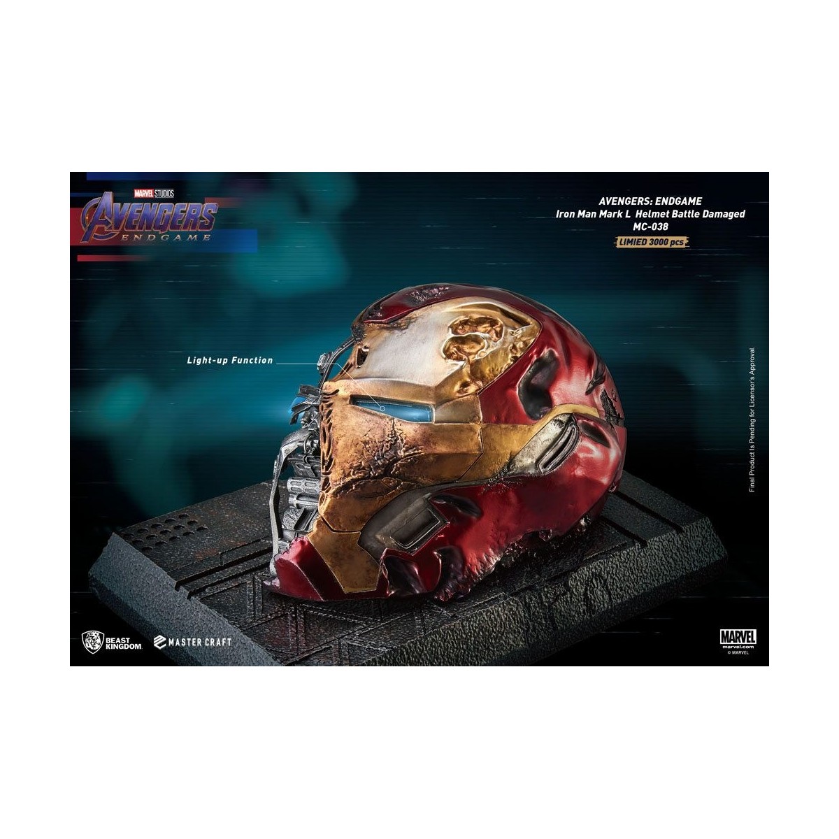 Beast Kingdom - Avengers Endgame Master Craft Iron Man Mark50 Helm Schlacht beschädigt