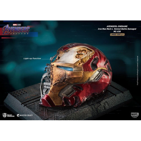 Beast Kingdom - Avengers Endgame Master Craft Iron Man Mark50 Helm Schlacht beschädigt