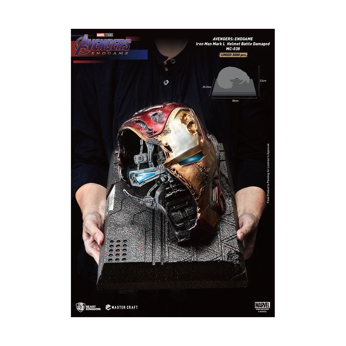 Beast Kingdom - Avengers Endgame Master Craft Iron Man Mark50 Helm Schlacht beschädigt