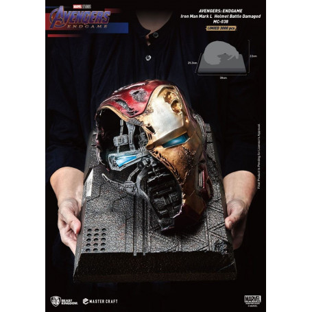 Beast Kingdom - Avengers Endgame Master Craft Iron Man Mark50 Helm Schlacht beschädigt