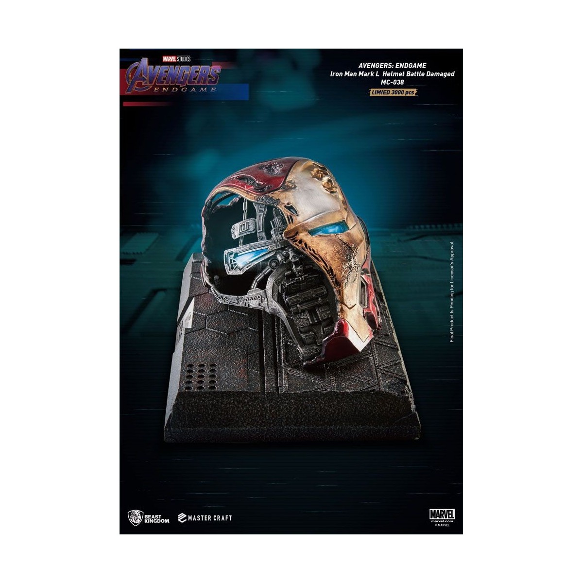 Beast Kingdom - Avengers Endgame Master Craft Iron Man Mark50 Helm Schlacht beschädigt