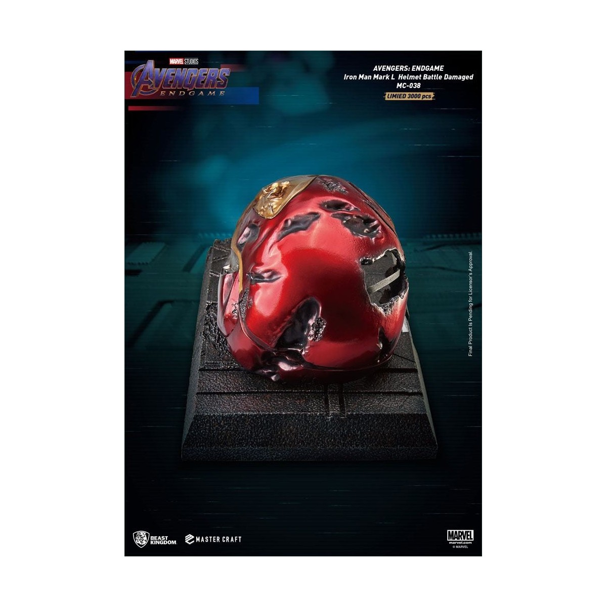 Beast Kingdom - Avengers Endgame Master Craft Iron Man Mark50 Helm Schlacht beschädigt