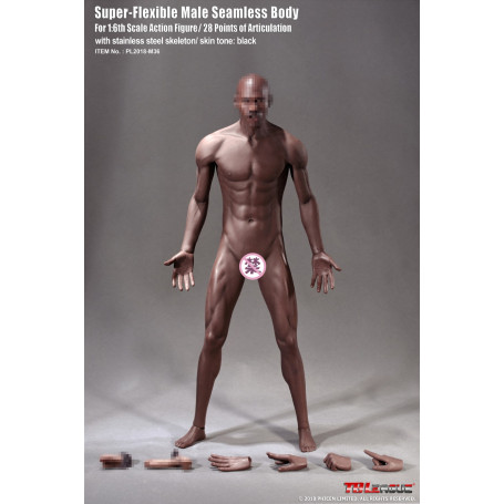 Phicen - TBLeague 1/6 Scale Super-Flexible Male Seamless Body - Black Body Medium Muscle 