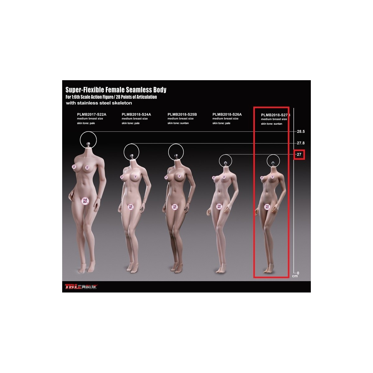 Phicen - TBLeague 1/6 Scale Female Super-Flexible Seamless Body - Kleiner brauner Body mit mittleren Cups