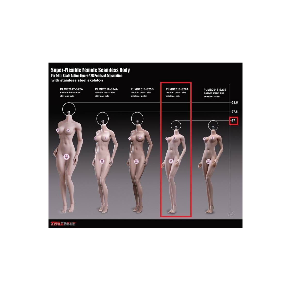Phicen - TBLeague 1/6 Scale Female Super-Flexible Seamless Body - Small Pale Medium Cups
