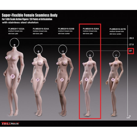 Phicen - TBLeague 1/6 Scale Female Super-Flexible Seamless Body - Small Pale Medium Cups