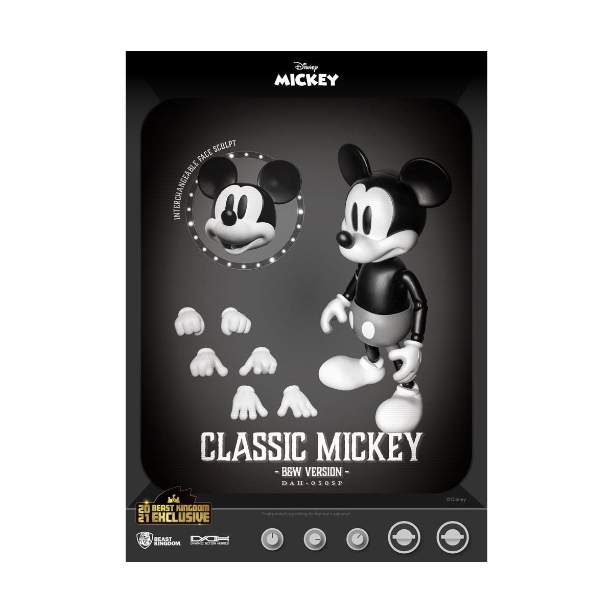 Beast Kingdom Disney Classic Figurine - Mickey Classic B&W Version - Dynamic Action Heroes 1/9