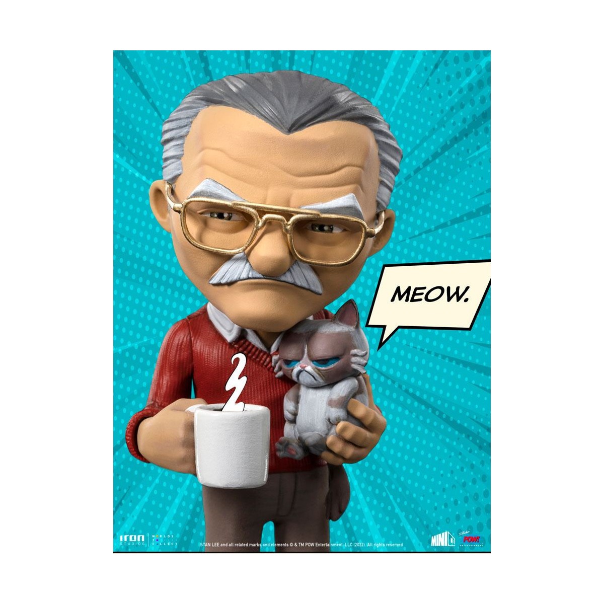 Iron Studios - Stan Lee Actionfigur mit Grumpy Cat - Mini Co.