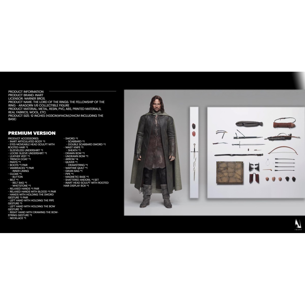 Queen Studios - The Lord of the Rings - Aragorn Premium Edition (rooted hair) 1/6 INART