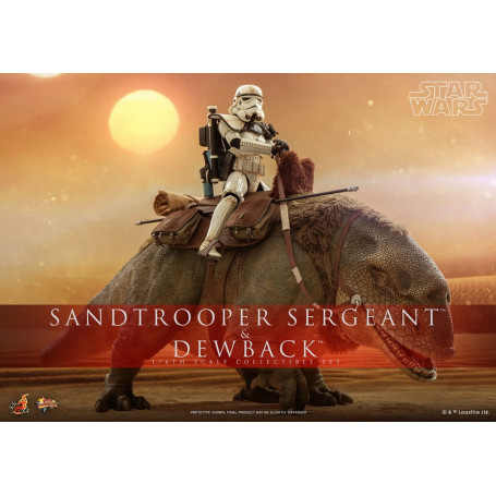 Hot Toys Star Wars - Pack 2 figurines 1/6 Sandtrooper Sergeant & Dewback - Episode IV