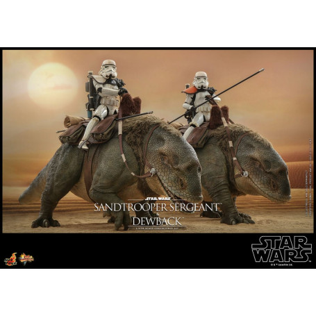 Hot Toys Star Wars - Pack 2 figurines 1/6 Sandtrooper Sergeant & Dewback - Episode IV