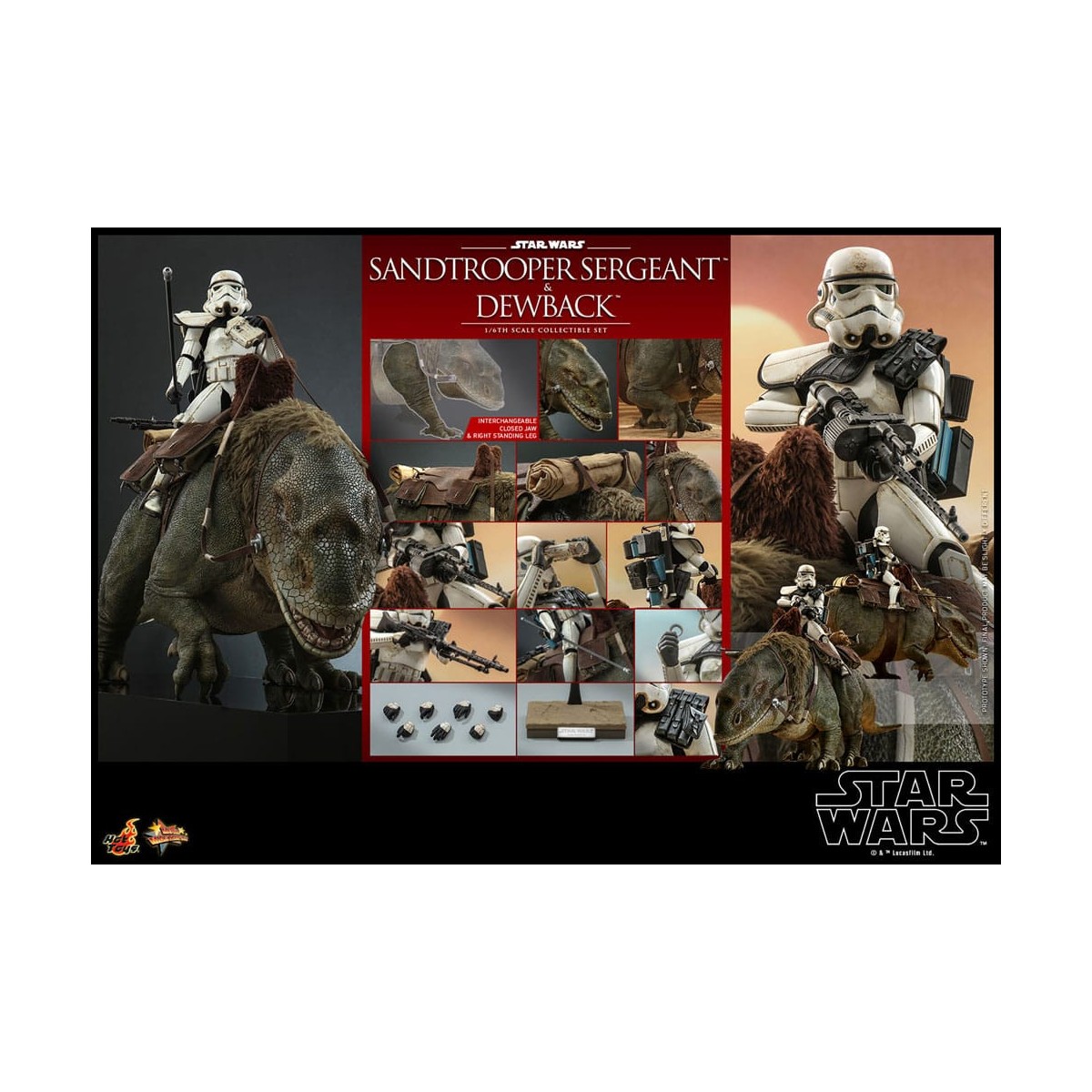 Hot Toys Star Wars - Pack 2 figurines 1/6 Sandtrooper Sergeant & Dewback - Episode IV