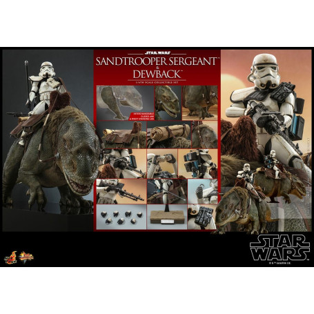 Hot Toys Star Wars - Pack 2 figurines 1/6 Sandtrooper Sergeant & Dewback - Episode IV
